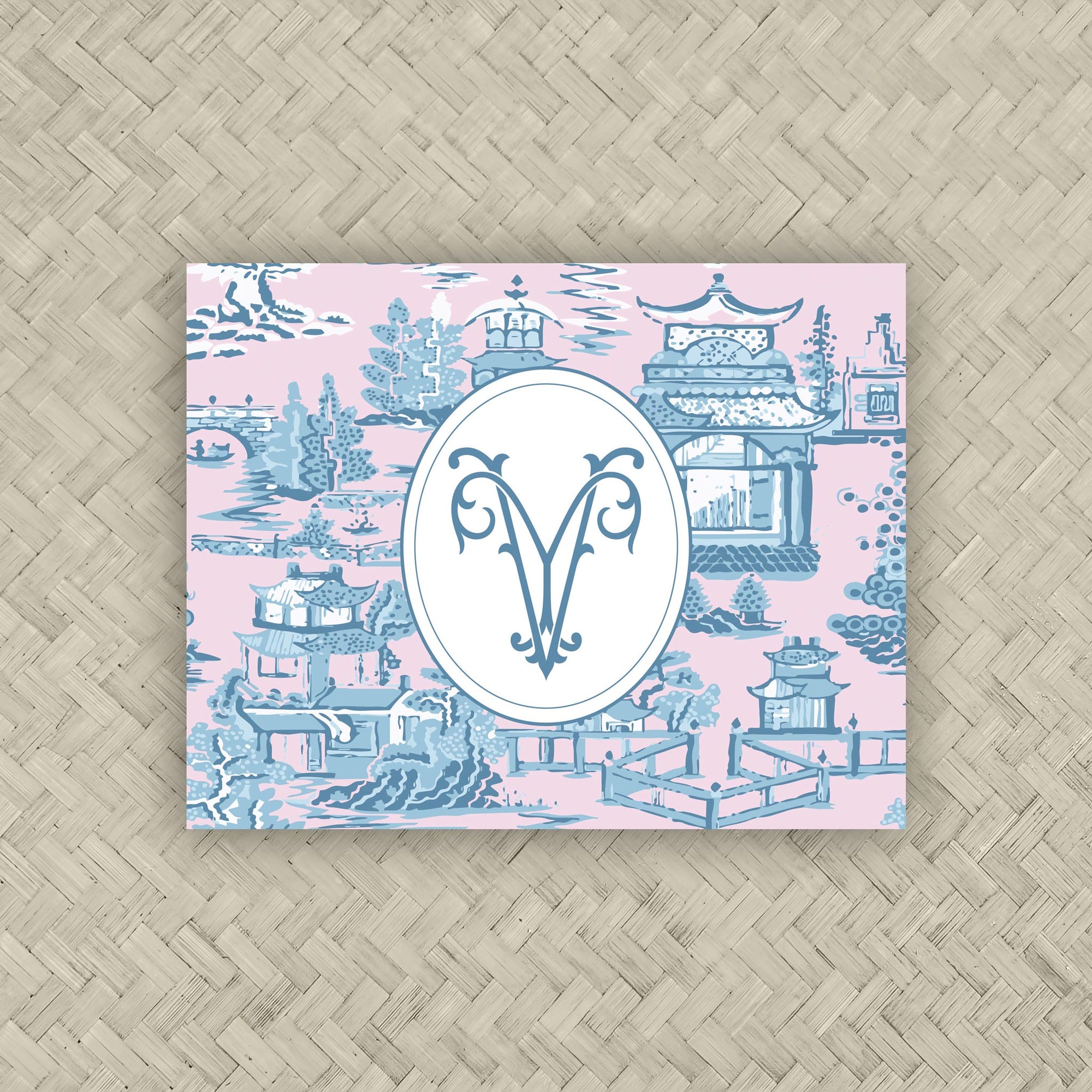 The Ming Baby Pink &amp; Powder Blue Duogram Mahjong Card Sticker