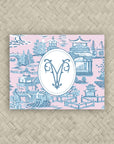 The Ming Baby Pink & Powder Blue Duogram Mahjong Card Sticker