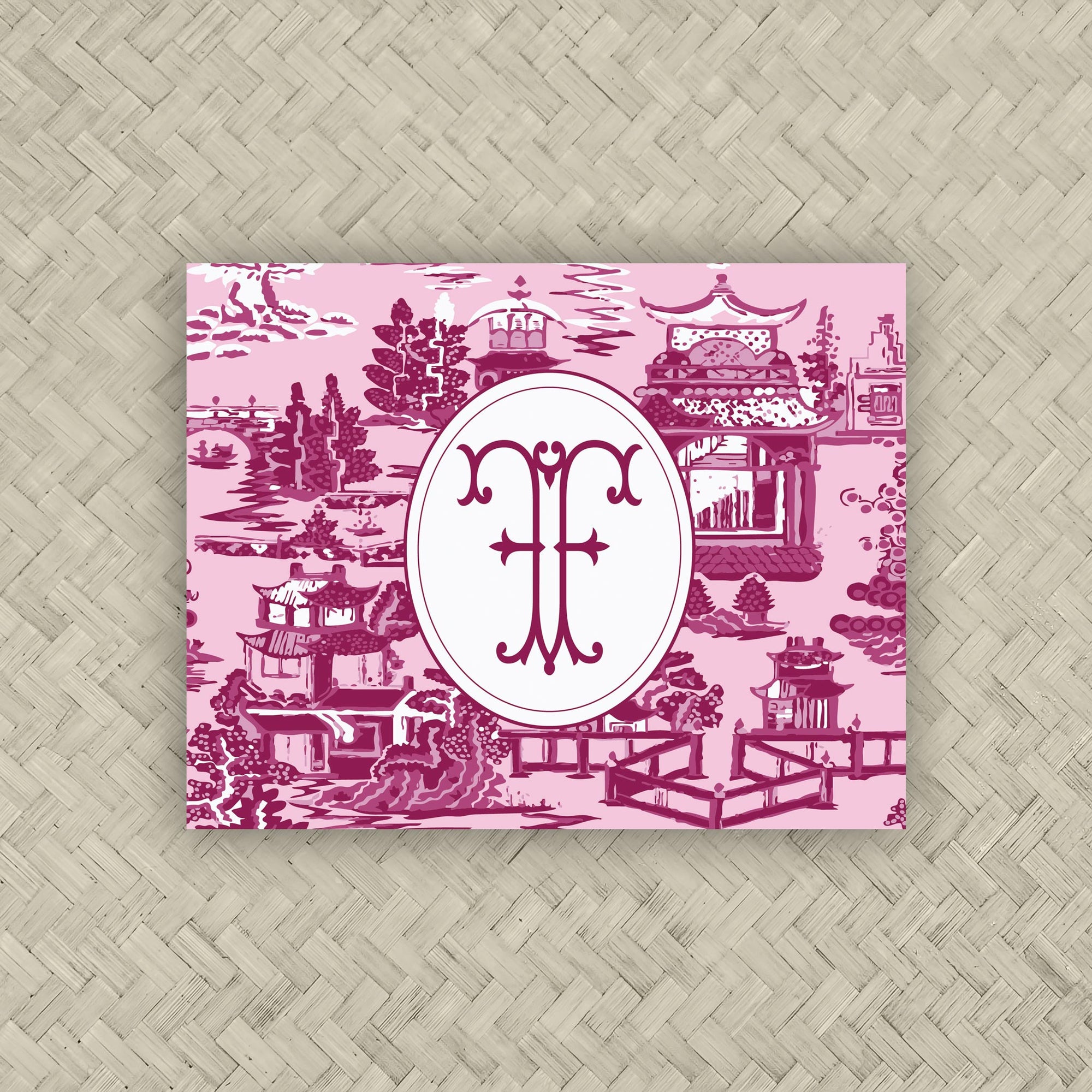 The Ming Blush &amp; Raspberry Duogram Mahjong Card Sticker