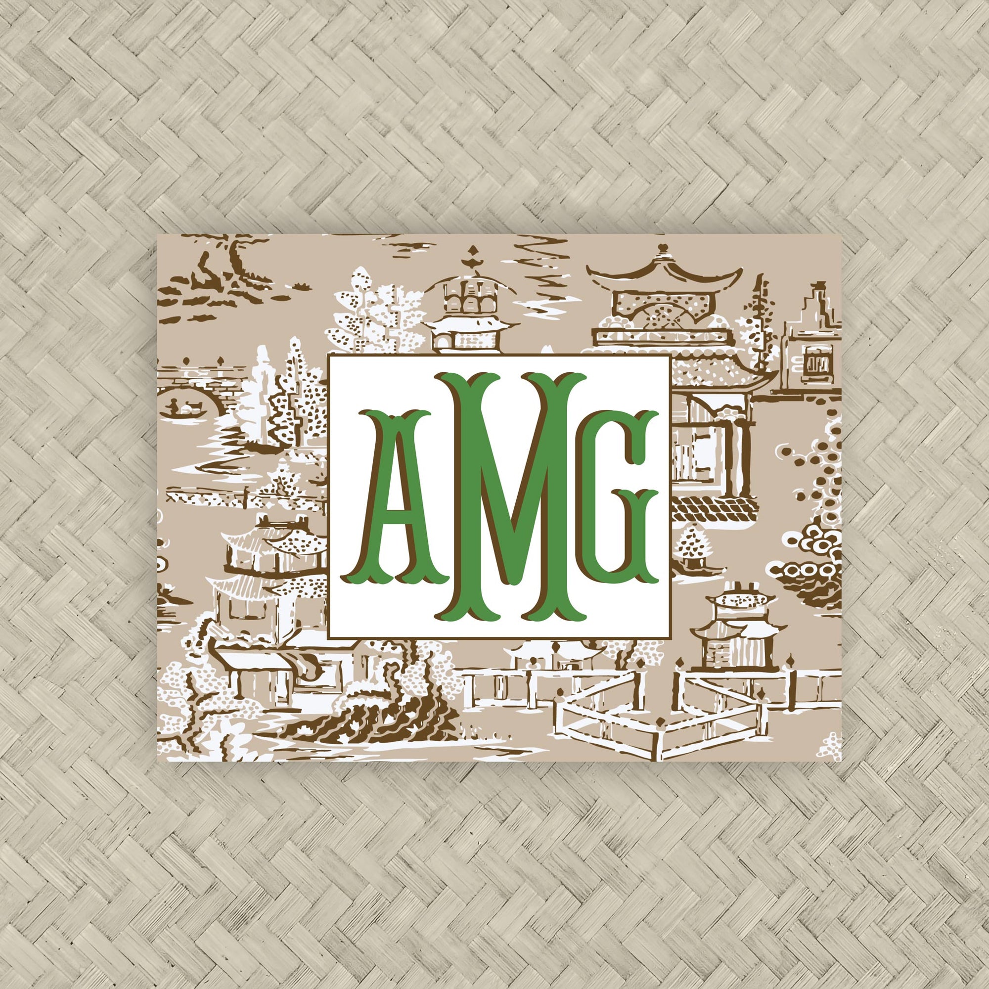 The Ming Brown &amp; Green Monogram Mahjong Card Sticker