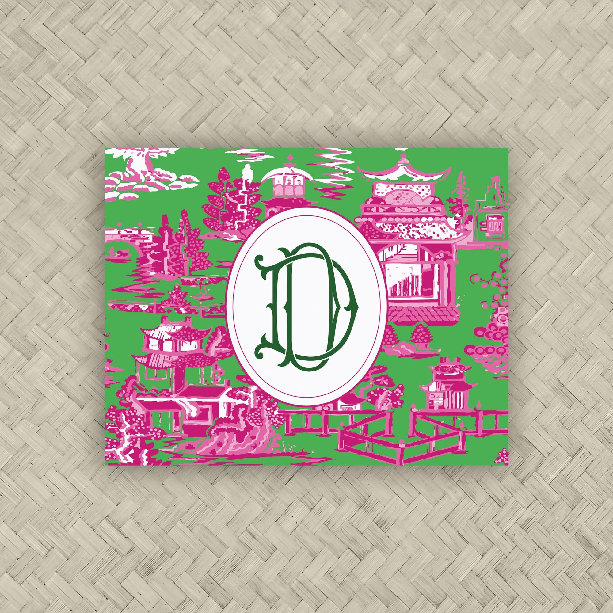 The Ming Hot Pink &amp; Kelly Green Duogram Mahjong Card Sticker