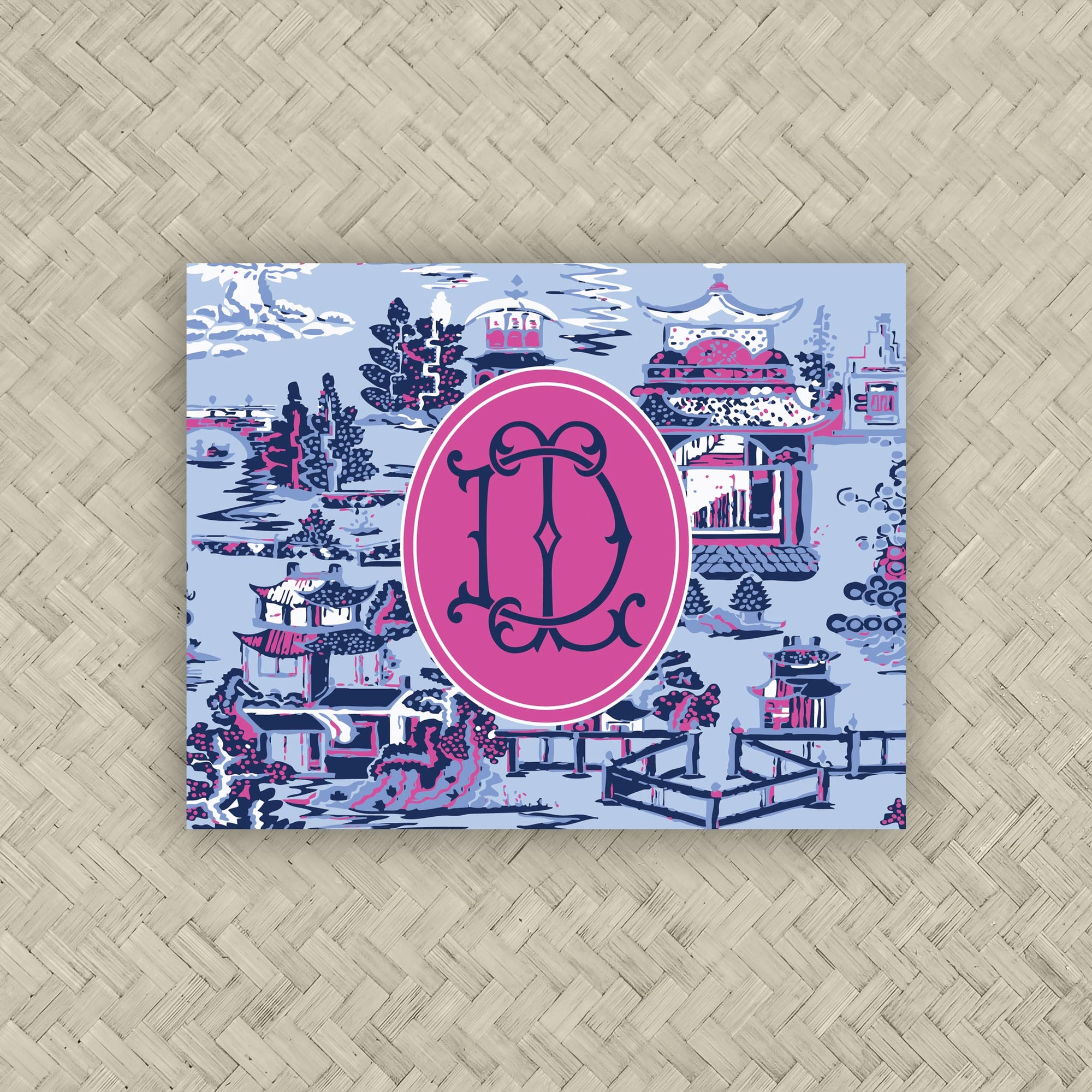 The Ming Navy &amp; Hot Pink Duogram Mahjong Card Sticker