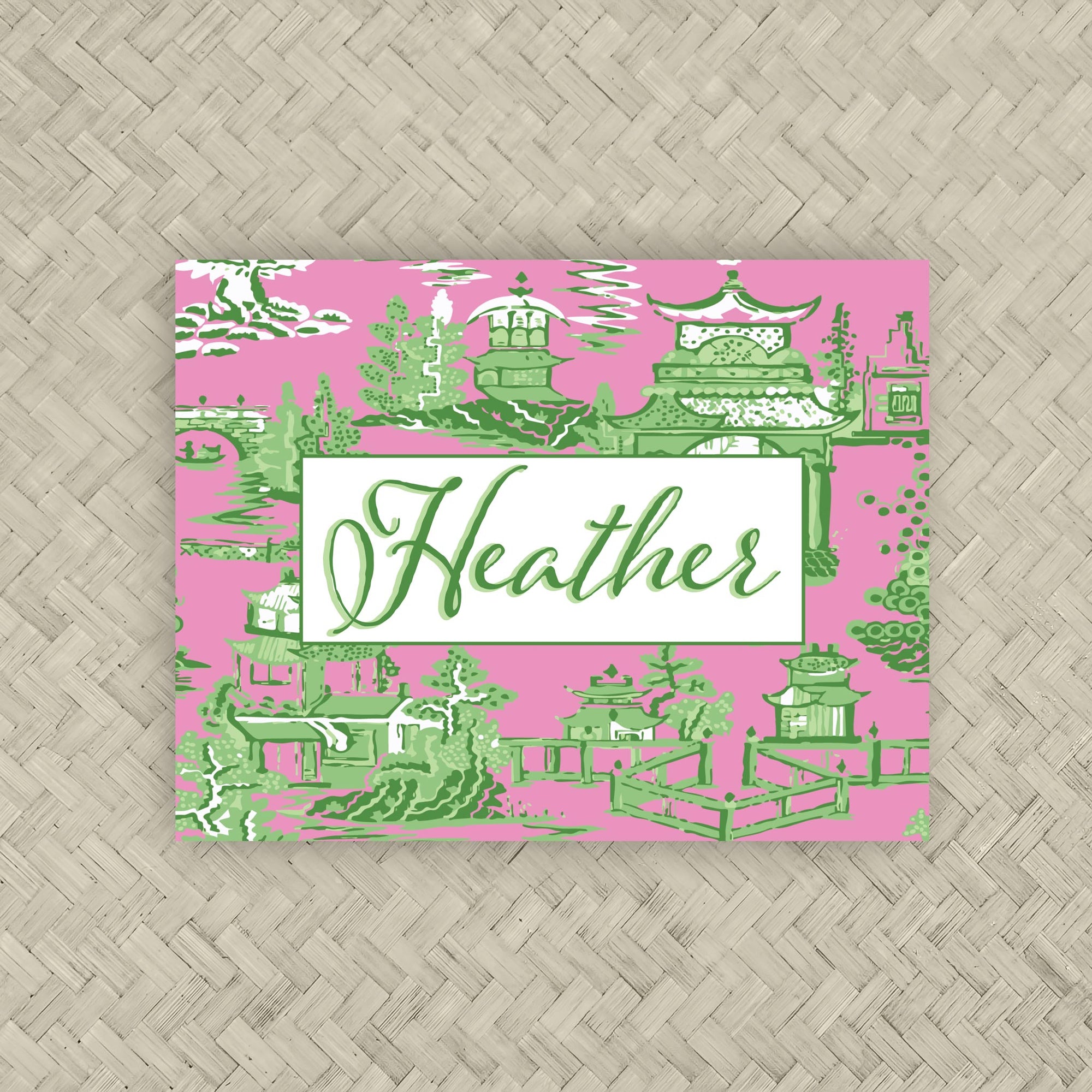 The Ming Pink &amp; Kelly Green Personalized Mahjong Card Sticker