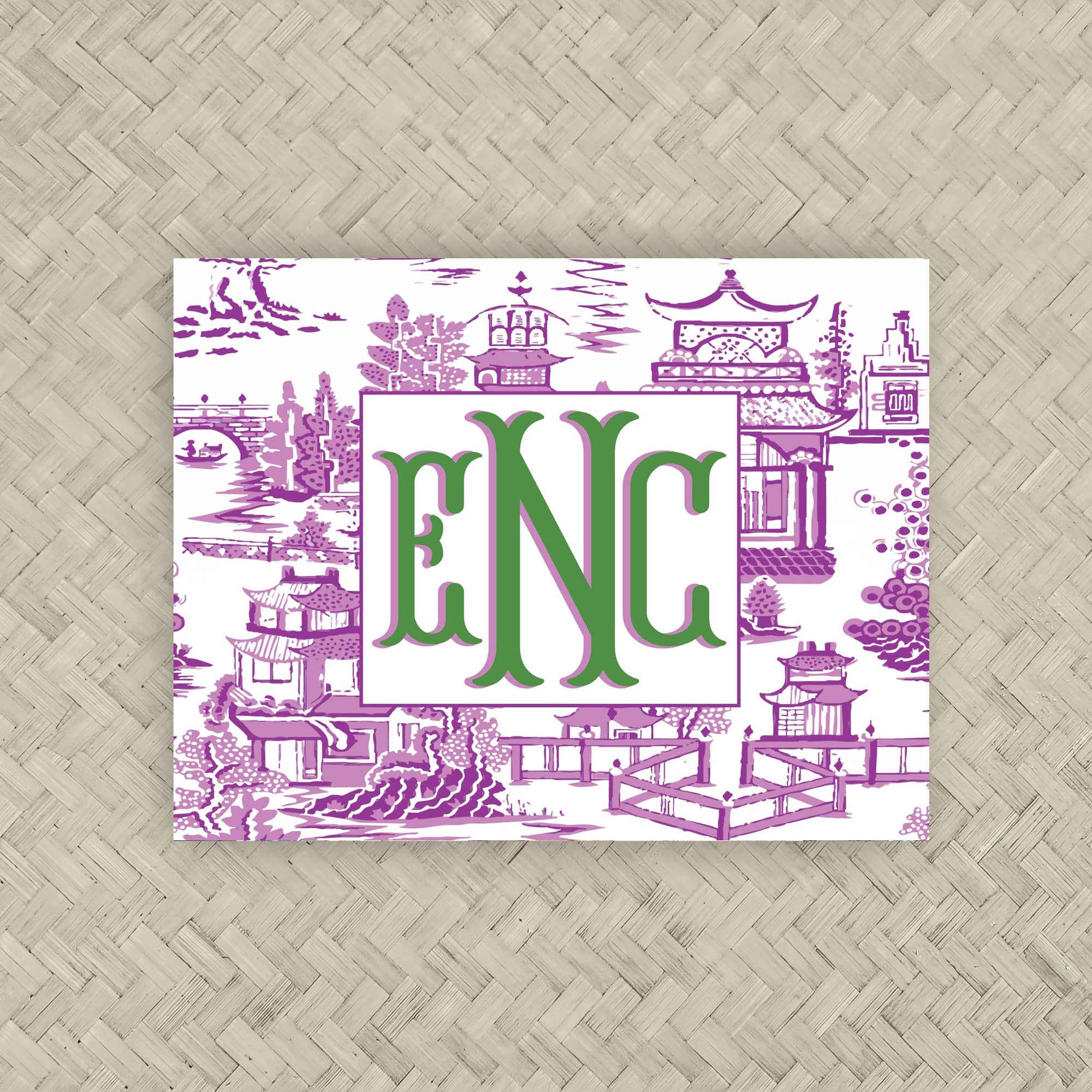 The Ming Purple &amp; Green Monogram Mahjong Card Sticker