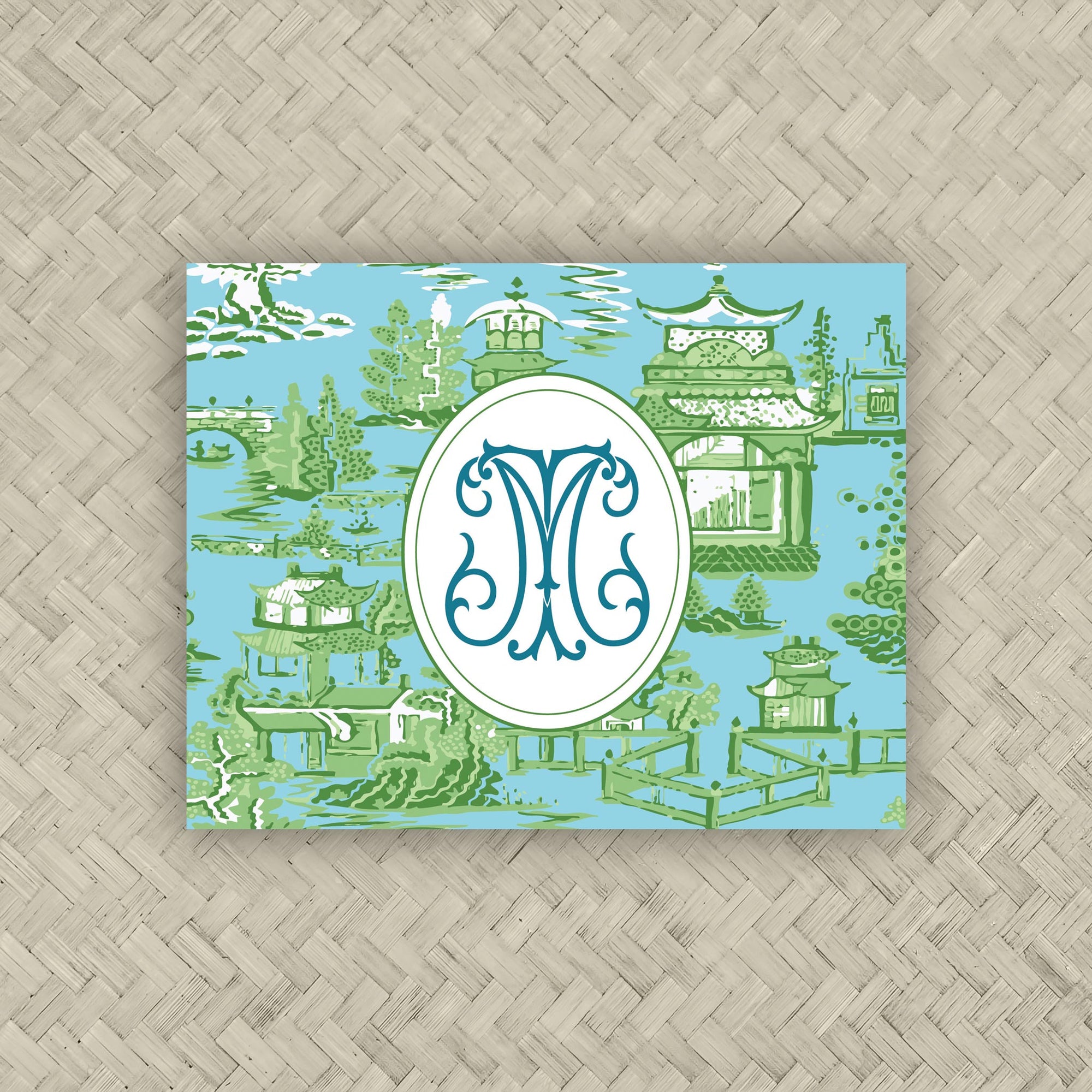 The Ming Turquoise &amp; Kelly Green Duogram Mahjong Card Sticker