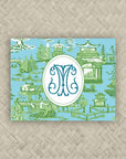 The Ming Turquoise & Kelly Green Duogram Mahjong Card Sticker