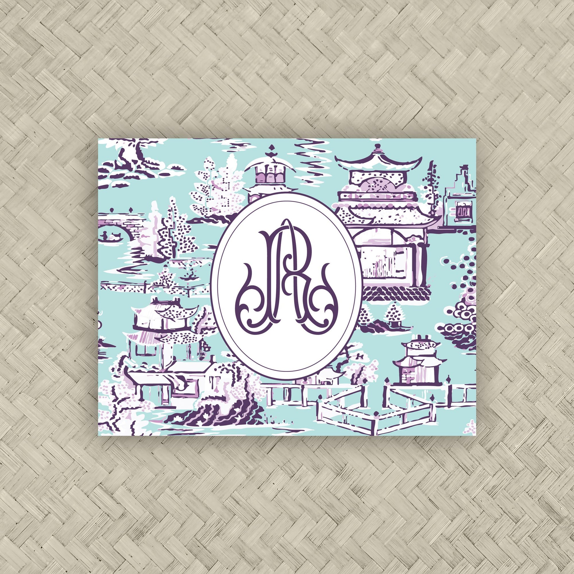 The Ming Turquoise &amp; Purple Duogram Mahjong Card Sticker