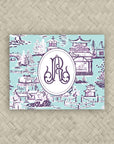 The Ming Turquoise & Purple Duogram Mahjong Card Sticker