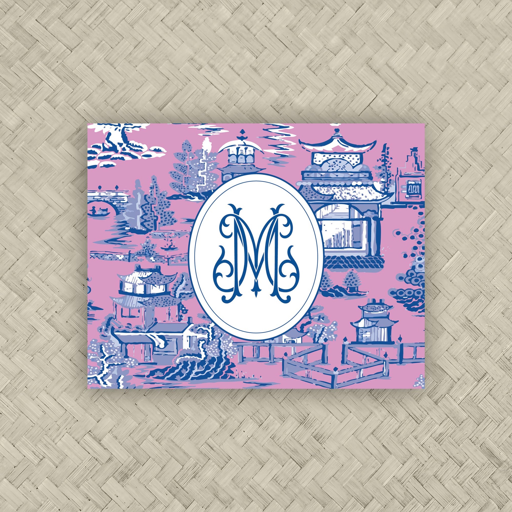 The Ming Pink &amp; Blue Duogram Mahjong Card Sticker