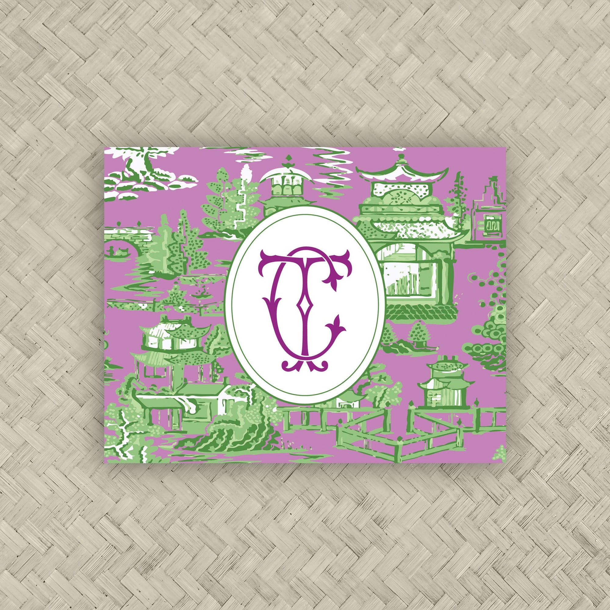 The Ming Lavender &amp; Kelly Green Duogram Mahjong Card Sticker