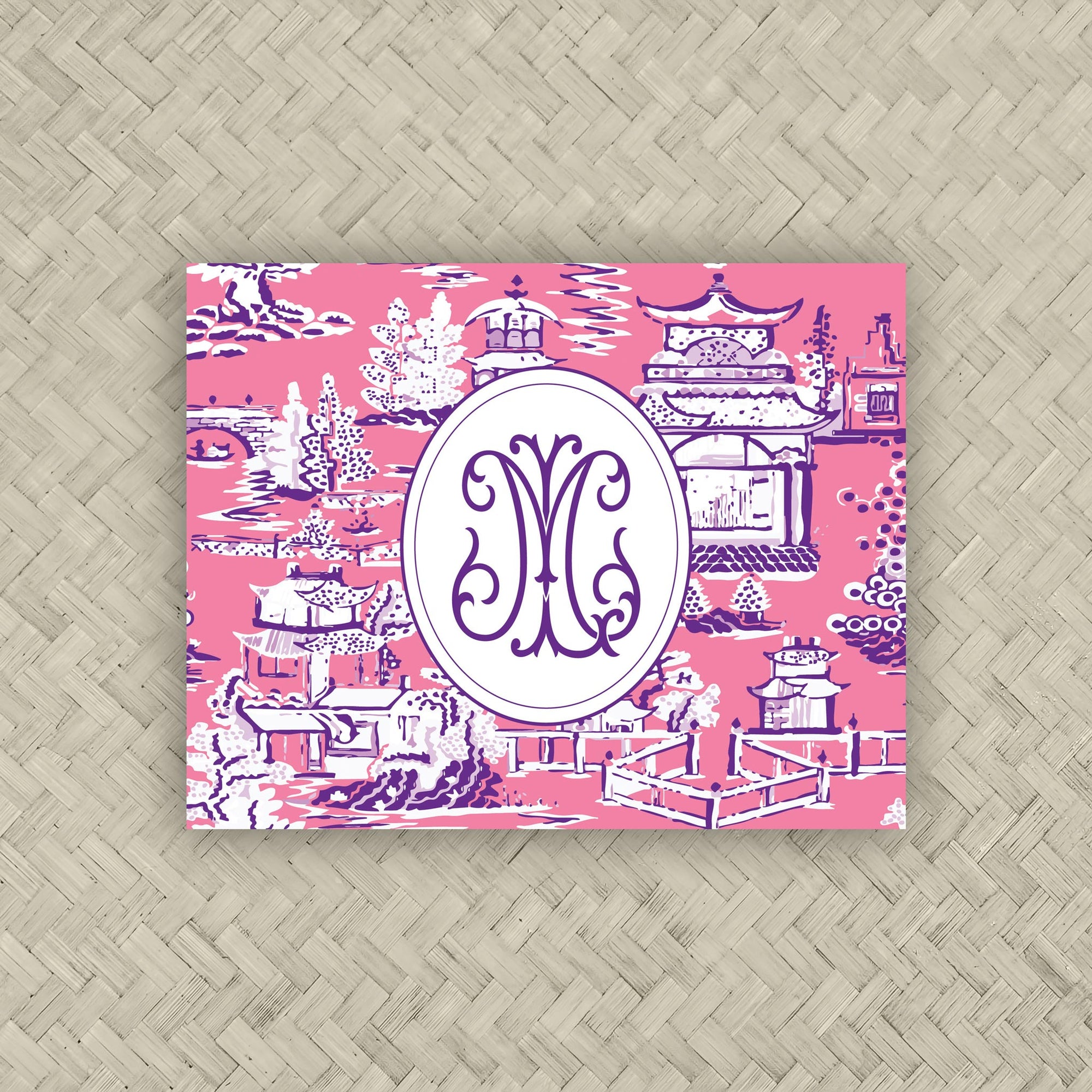 The Ming Bubble Gum Pink &amp; Grape Duogram Mahjong Card Sticker