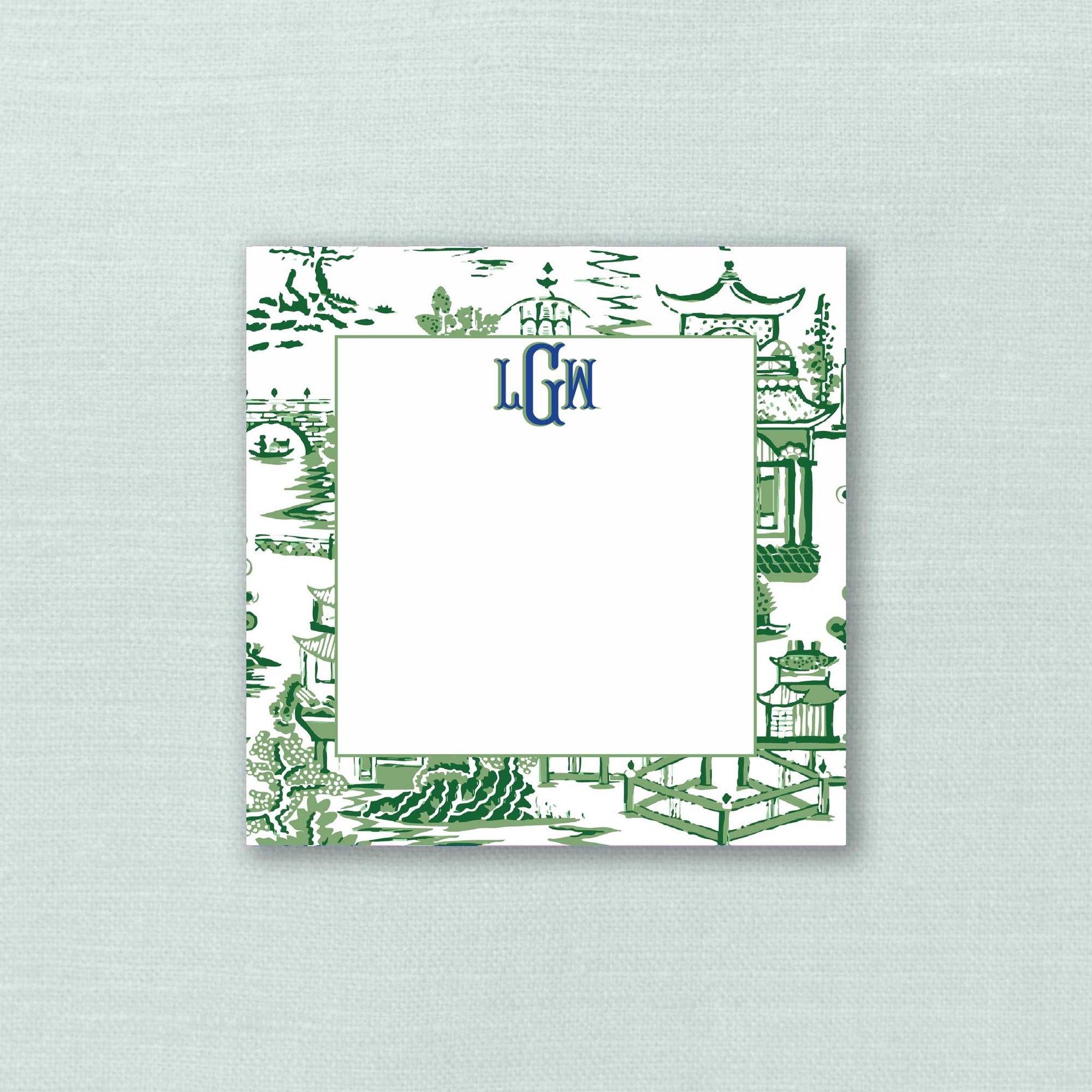 The Ming Green &amp; Blue Monogram Notepad