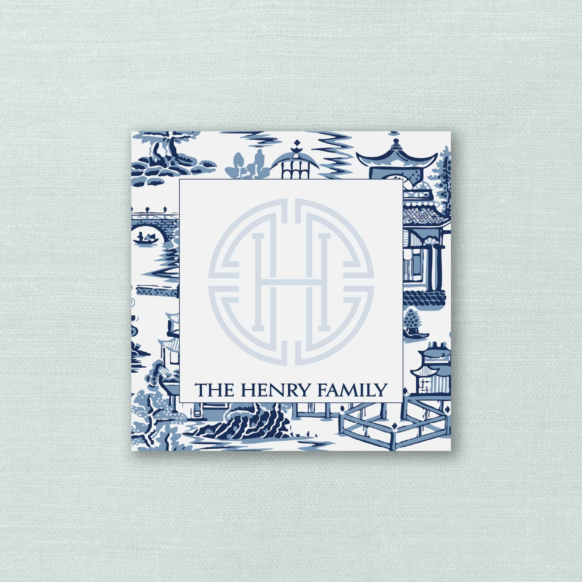 The Ming Watermark Personalized Navy Notepad