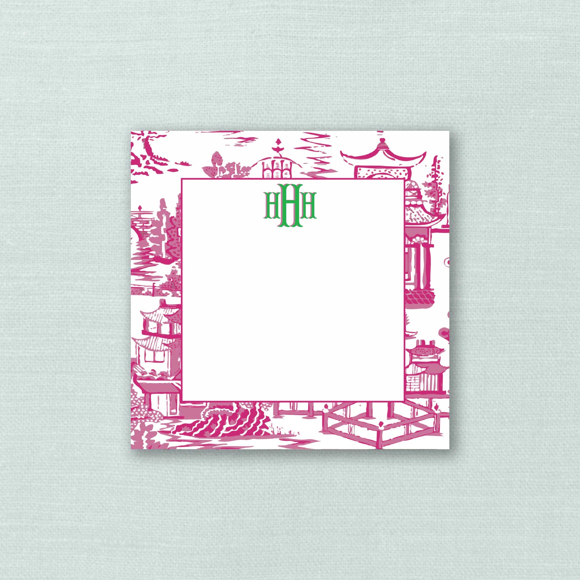 The Ming Pink &amp; Green Monogram Notepad