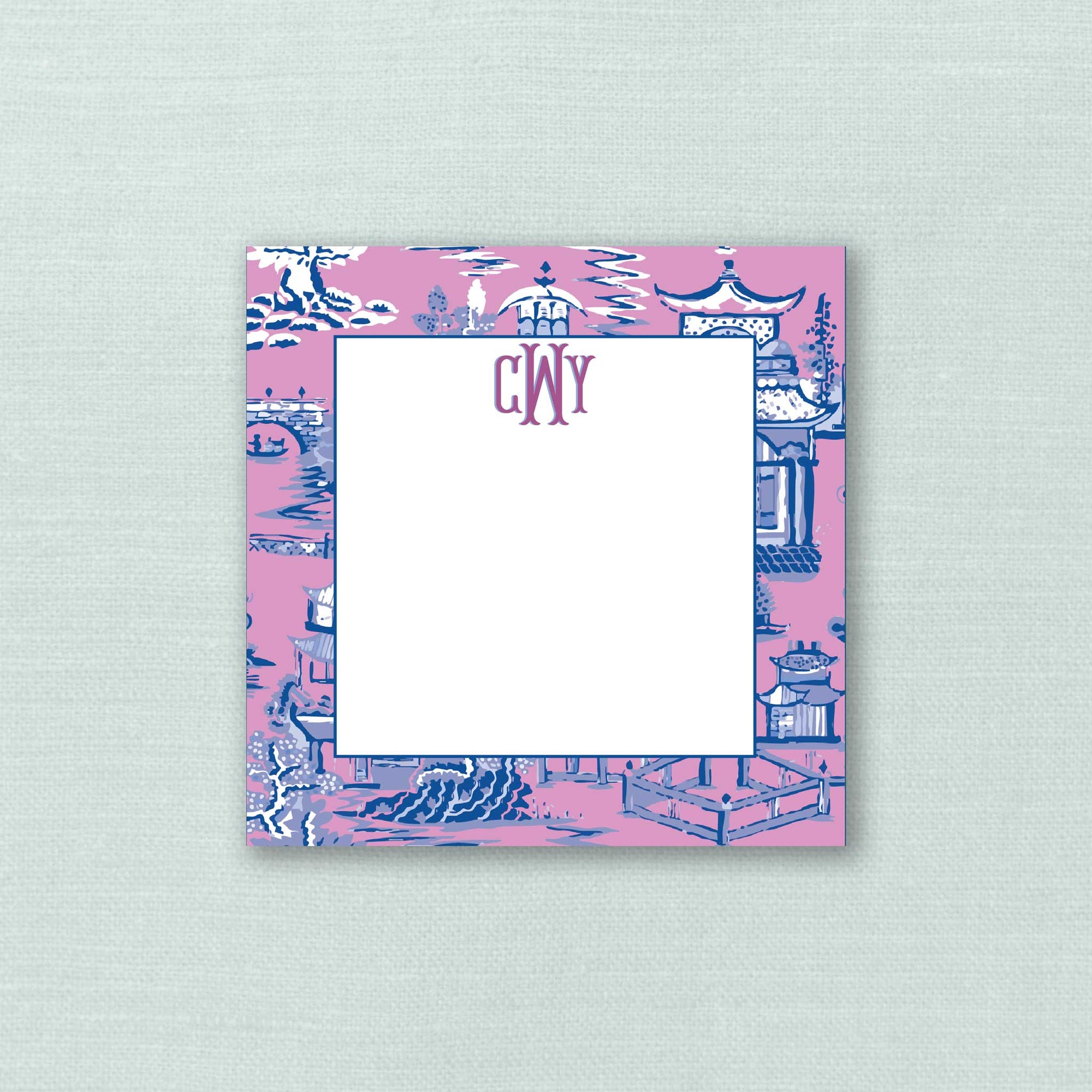 The Ming Pink &amp; Blue Monogram Notepad