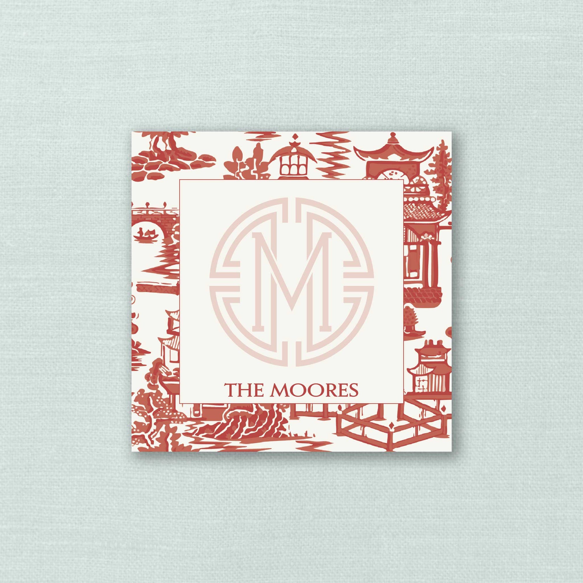 The Ming Watermark Personalized Crimson Notepad
