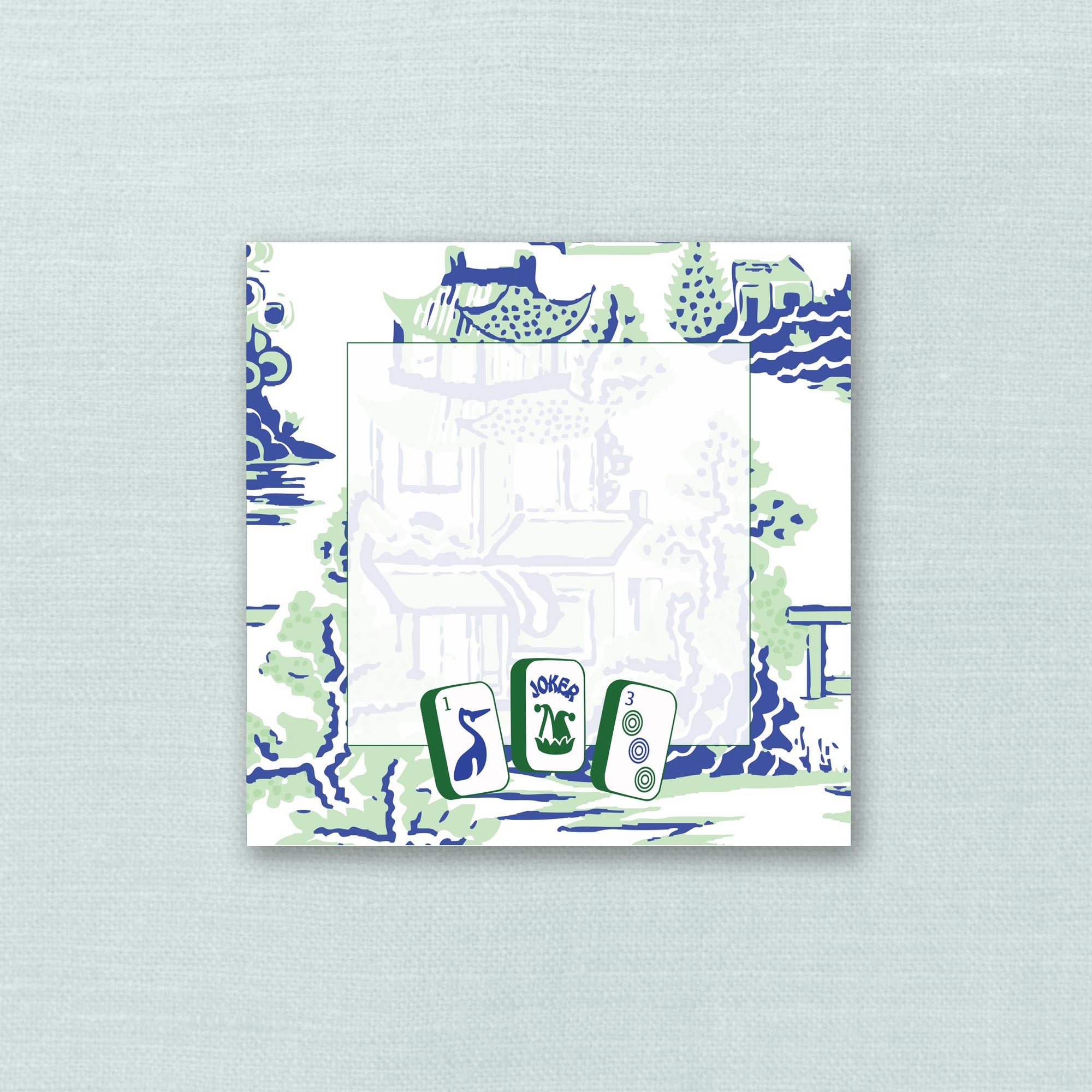 Mahjong Tile Blue &amp; Green Notepad