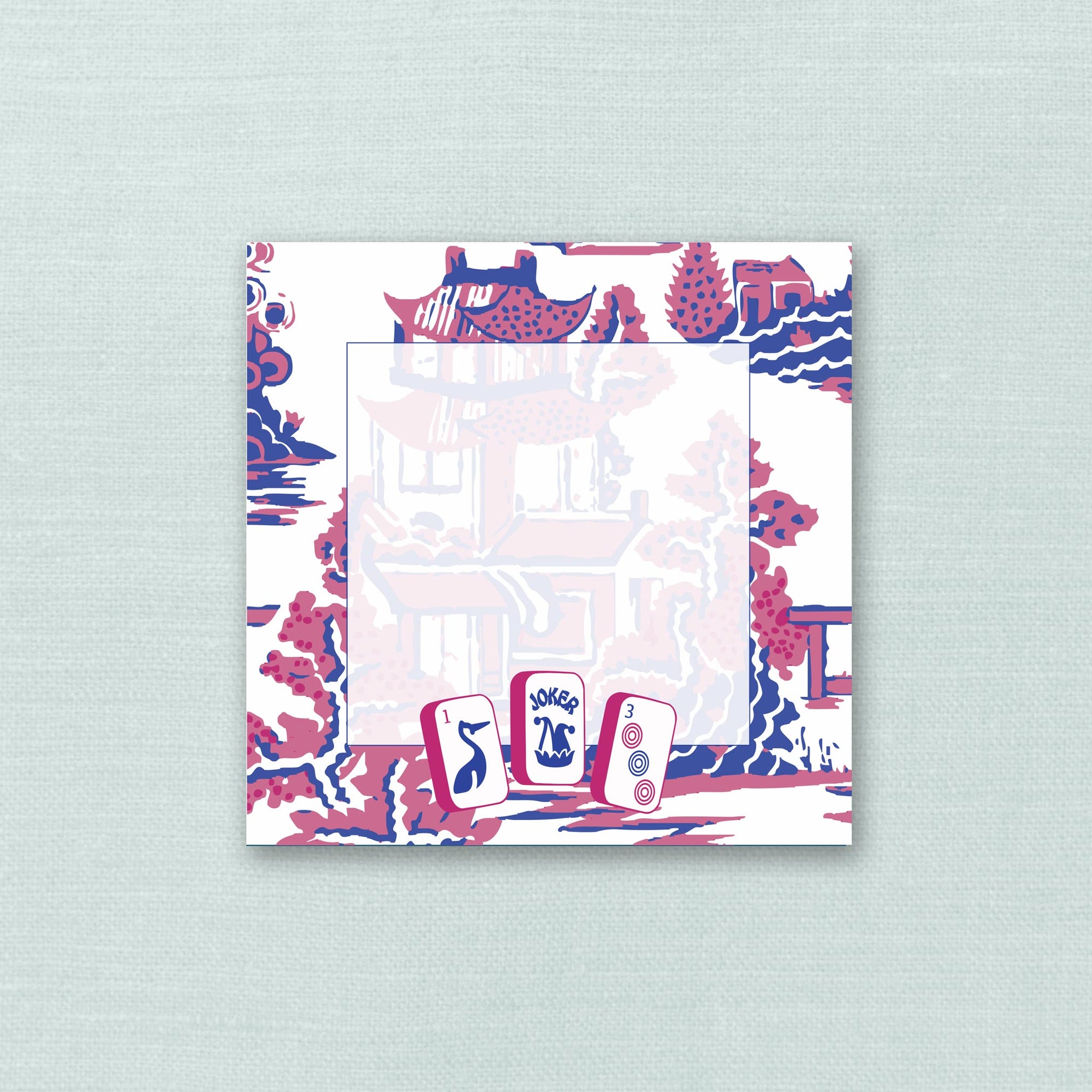 Mahjong Tile Blue &amp; Pink Notepad