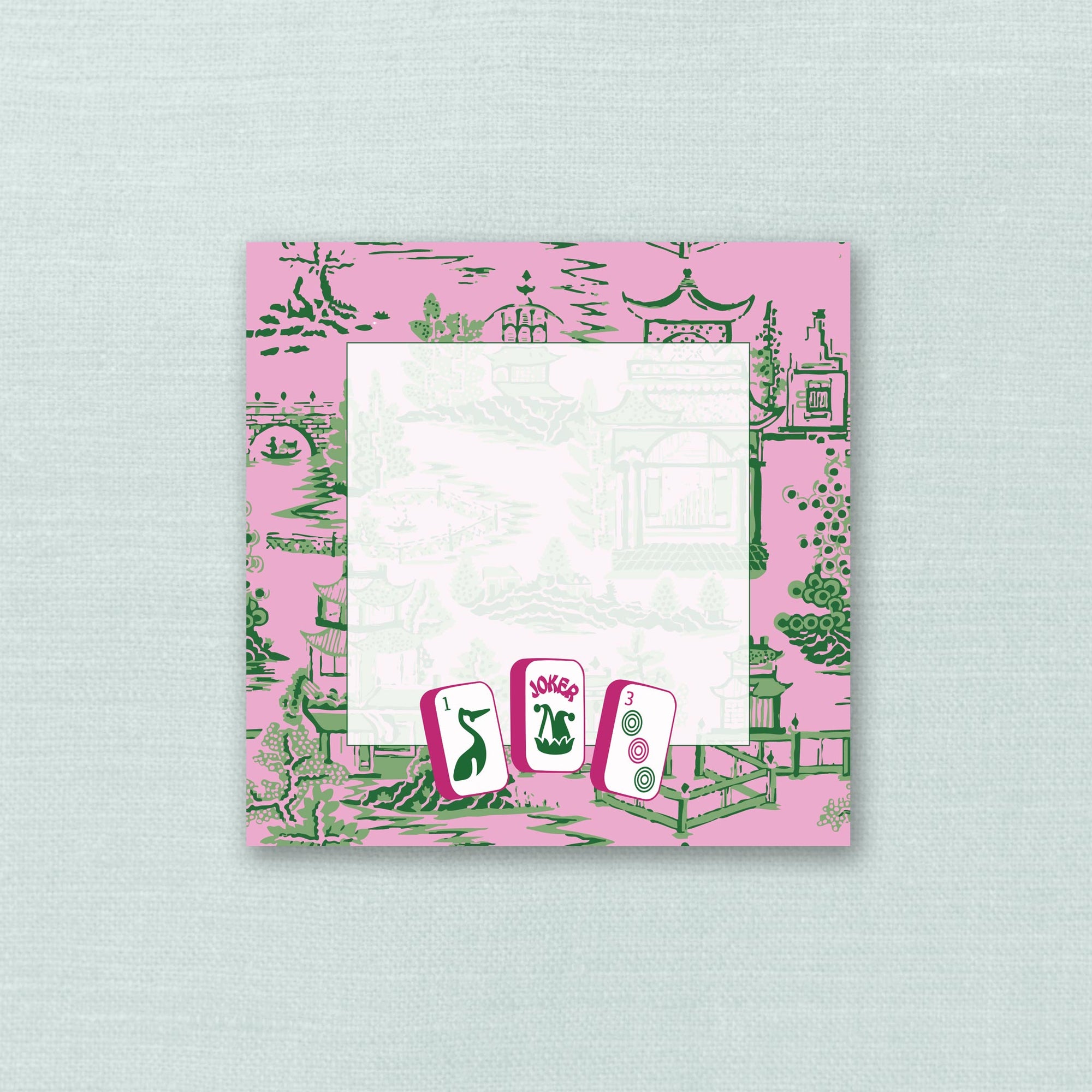 Mahjong Tile Pink &amp; Green Notepad