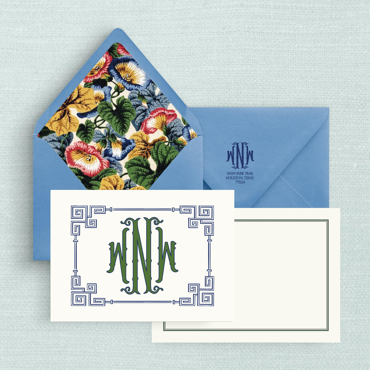 The Naples Monogrammed Notecards with Lined Envelopes