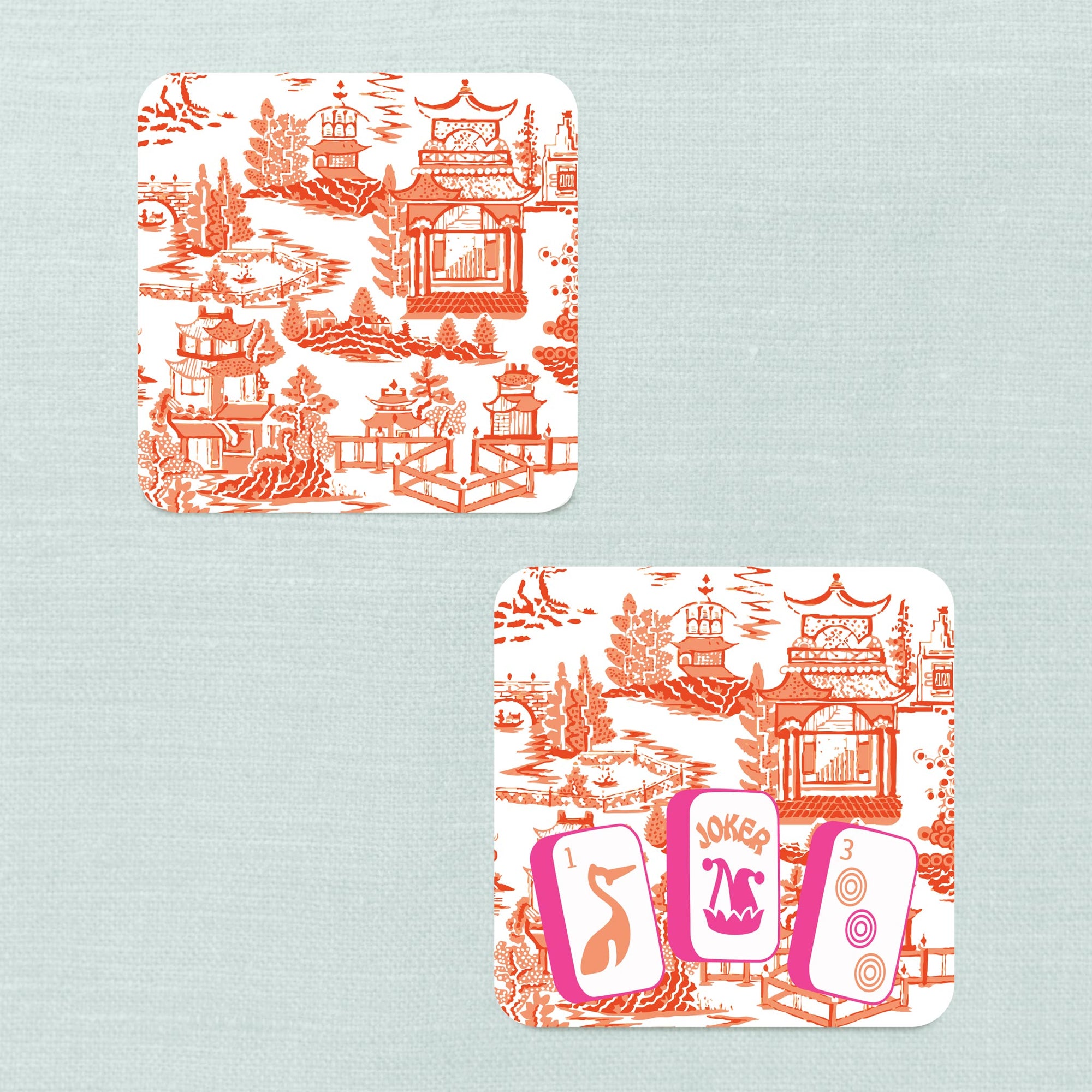 Preppy Pagoda Mahjong Coasters - Set of 10