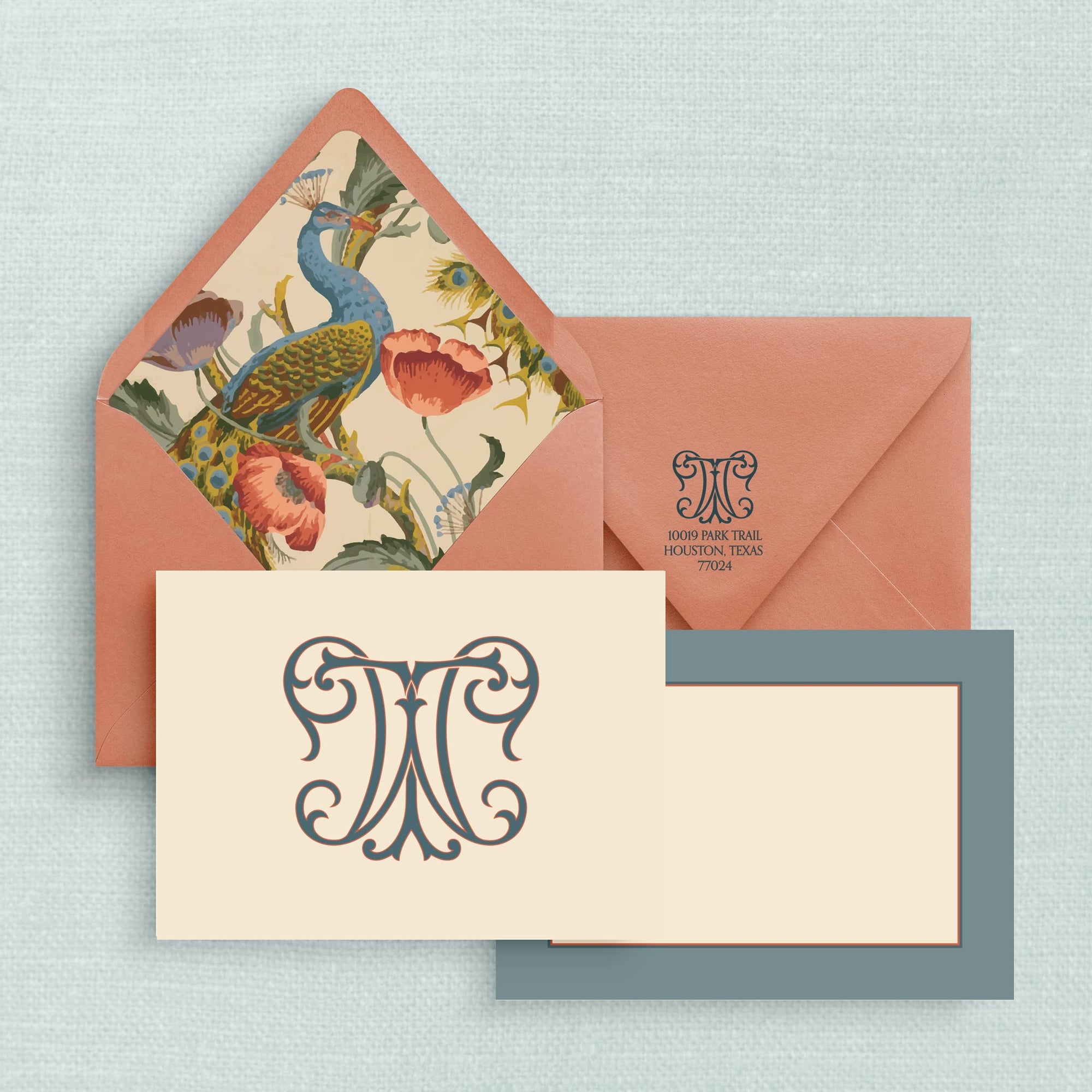 The Peacock Notecards with Lined Envelopes