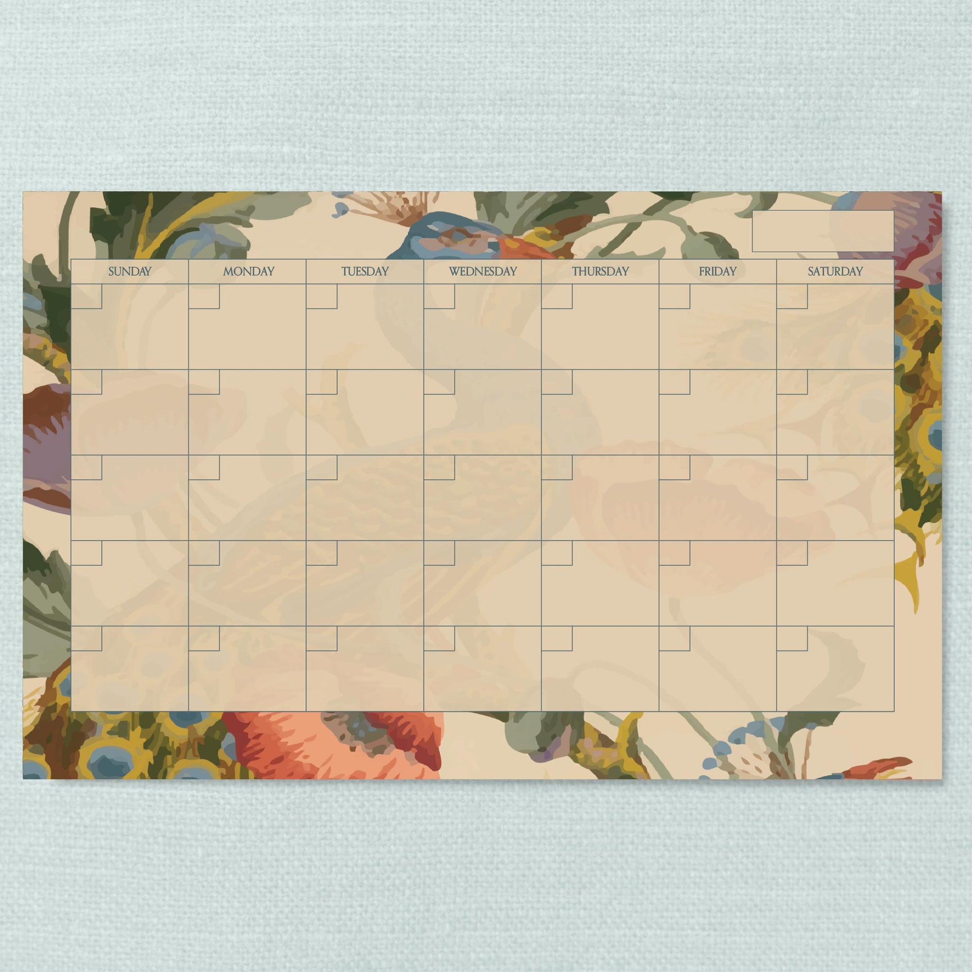 The Peacock Monthly Calendar Planner Notepad