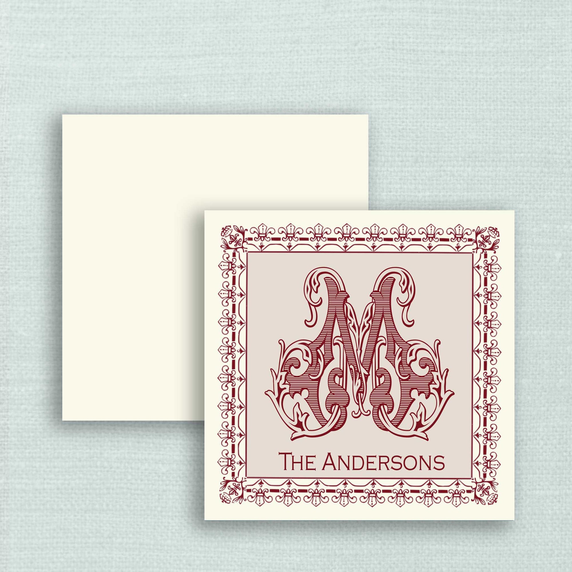 The Vine Monogram Gift Tag - Crimson