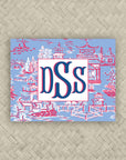 The Ming Blue & Raspberry Monogram Mahjong Card Sticker