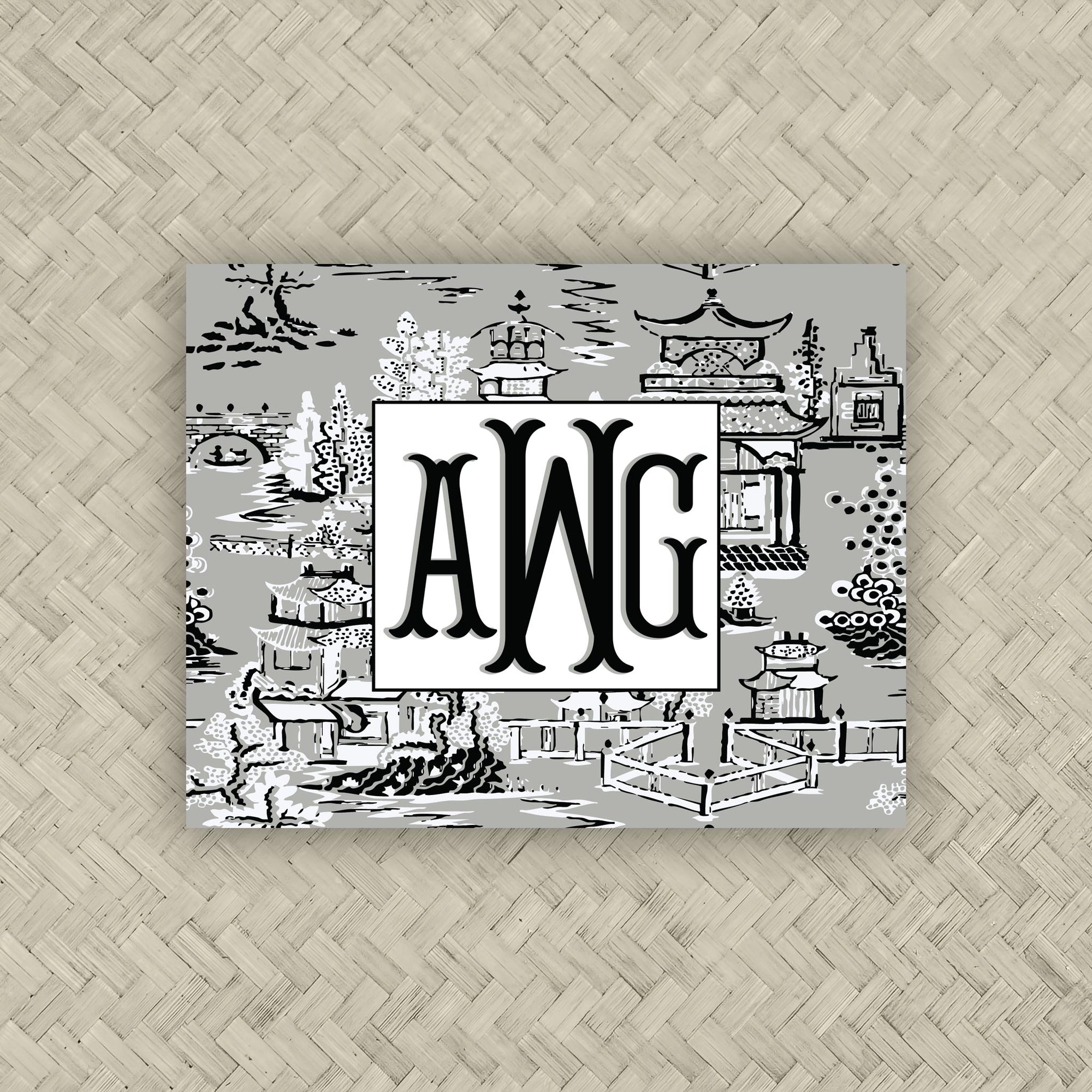The Ming Grey &amp; Black Monogram Mahjong Card Sticker