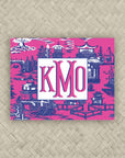 The Ming Hot Pink & Navy Blue Monogram Mahjong Card Sticker