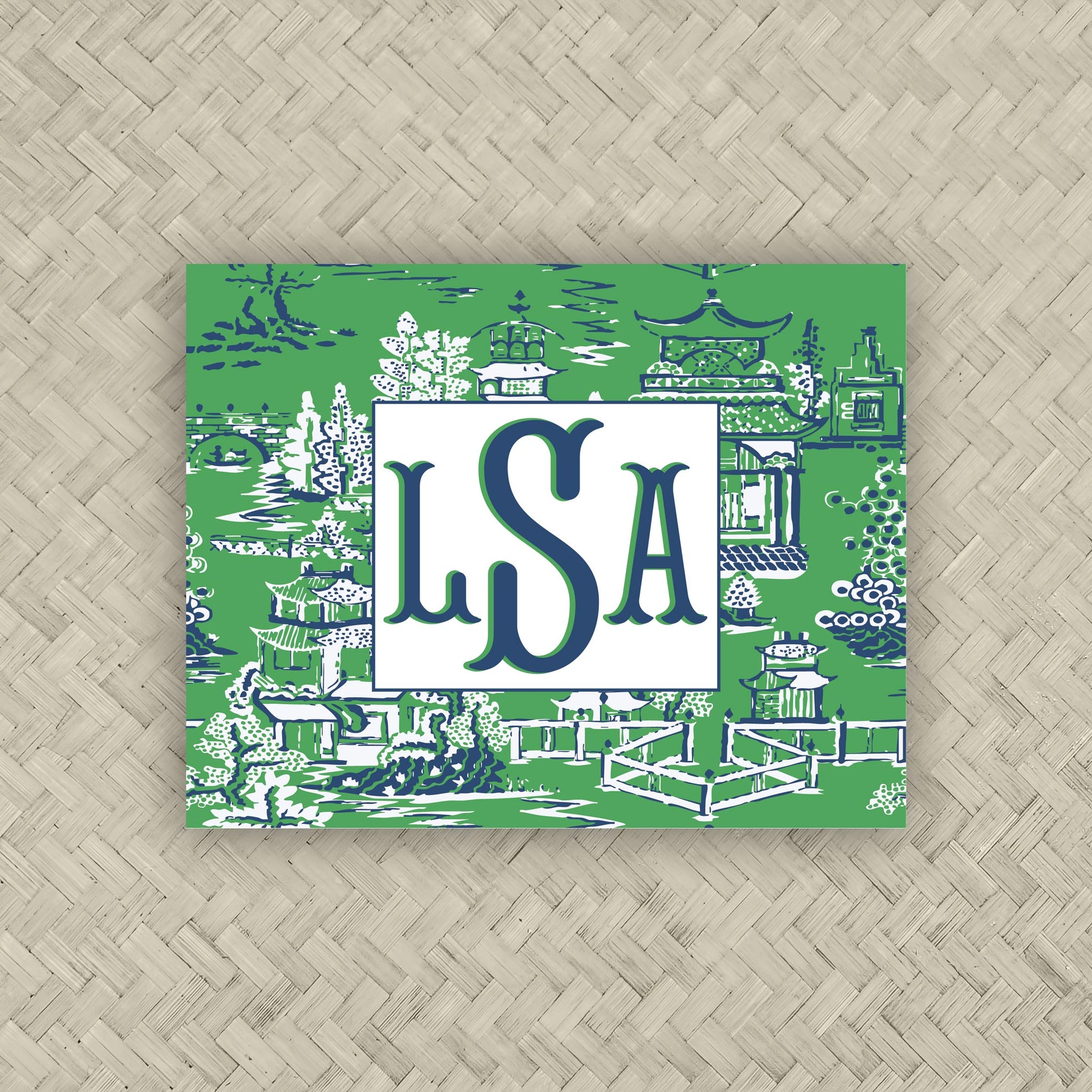 The Ming Kelly Green &amp; Blue Monogram Mahjong Card Sticker