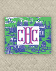 The Ming Kelly Green, Blue & Pink Monogram Mahjong Card Sticker