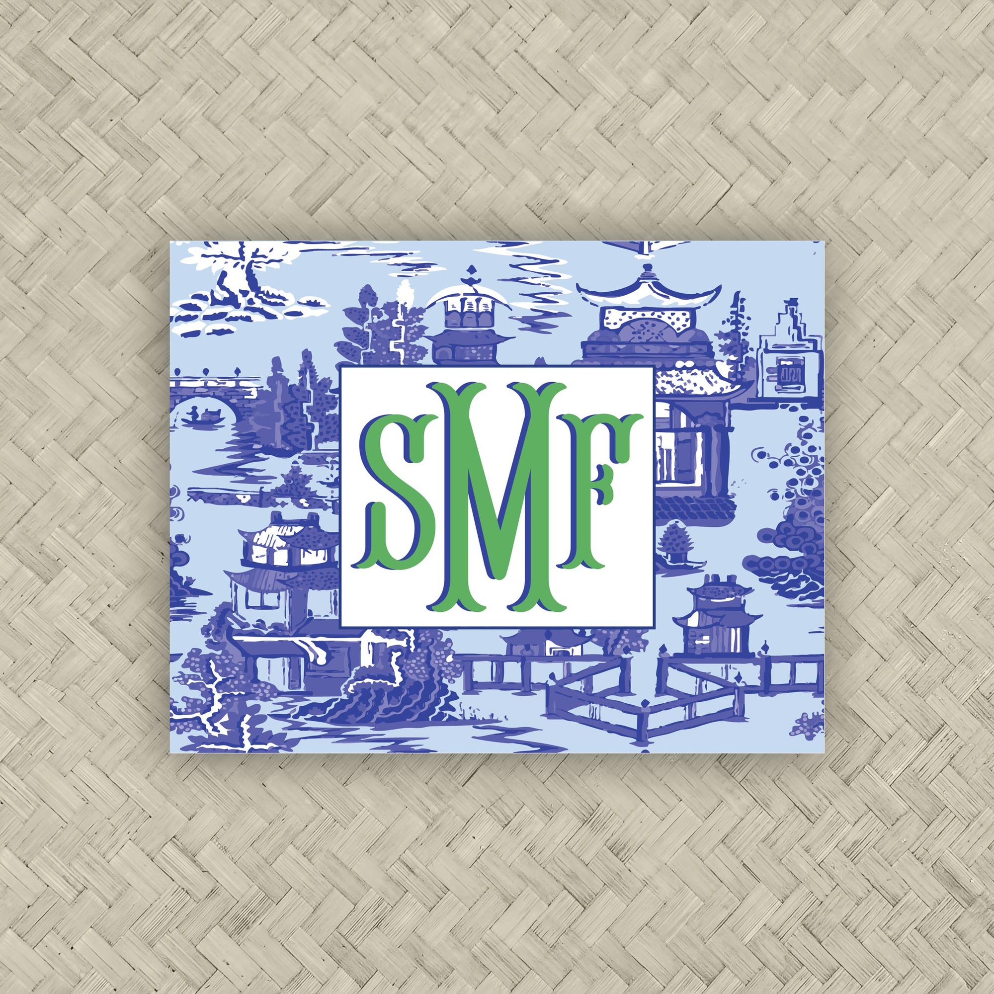 The Ming Light Blue, Royal &amp; Green Monogram Mahjong Card Sticker