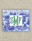 The Ming Light Blue, Royal & Green Monogram Mahjong Card Sticker