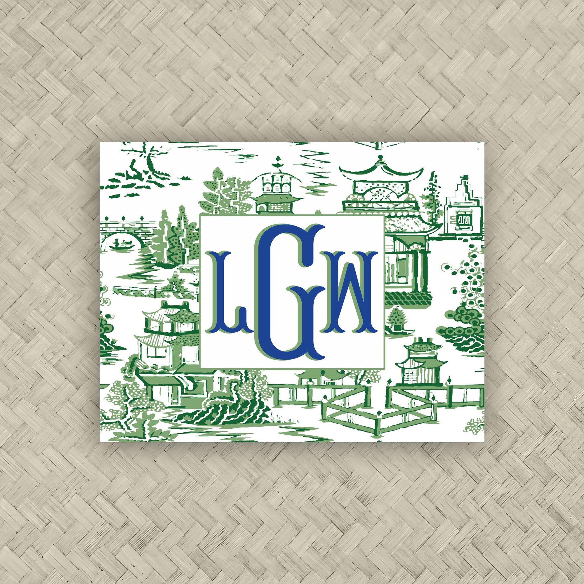 The Ming Green &amp; Royal Monogram Mahjong Card Sticker