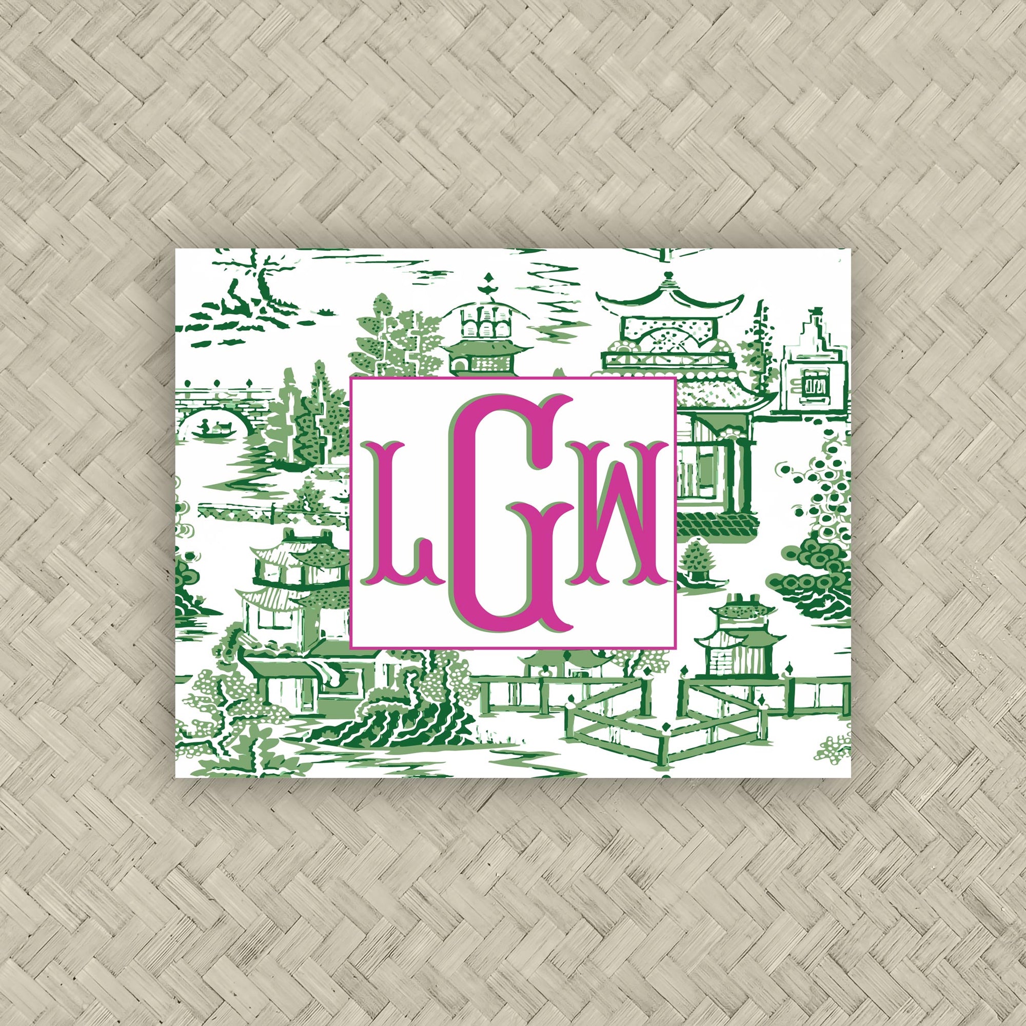 The Ming Green &amp; Pink Monogram Mahjong Card Sticker