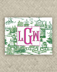 The Ming Green & Pink Monogram Mahjong Card Sticker
