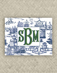 The Ming Navy & Kelly Green Monogram Mahjong Card Sticker