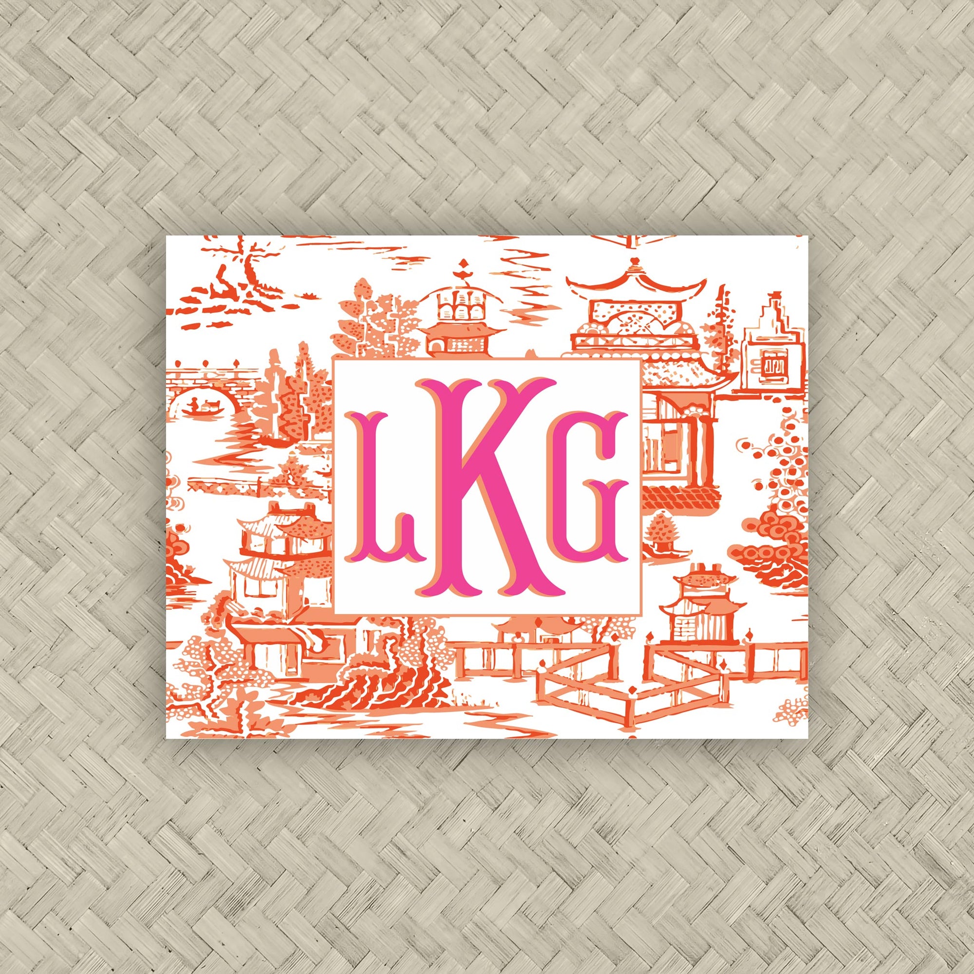 The Ming Orange &amp; Pink Monogram Mahjong Card Sticker