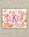 The Ming Orange & Pink Monogram Mahjong Card Sticker