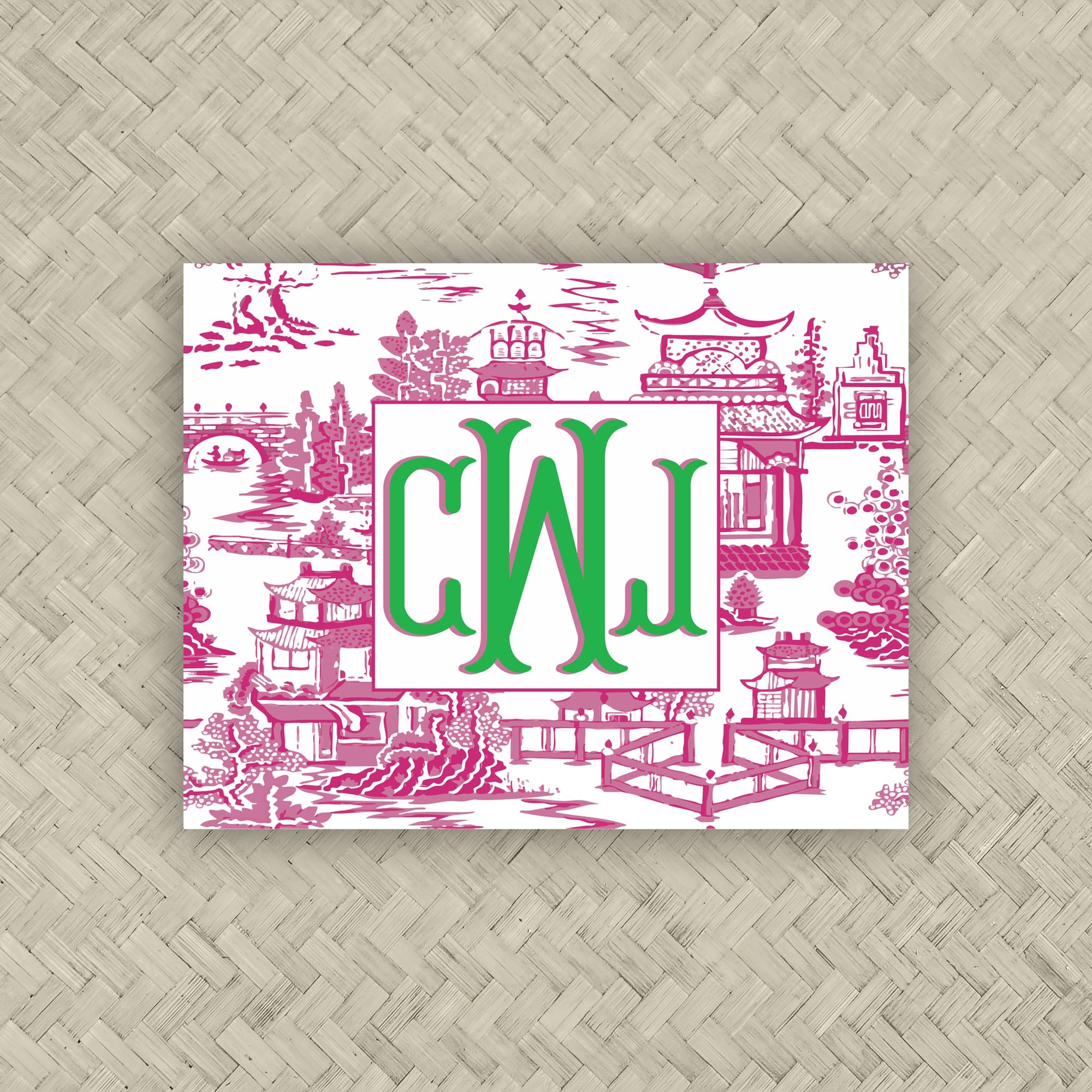 The Ming Pink &amp; Green Monogram Mahjong Card Sticker