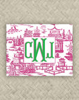 The Ming Pink & Green Monogram Mahjong Card Sticker