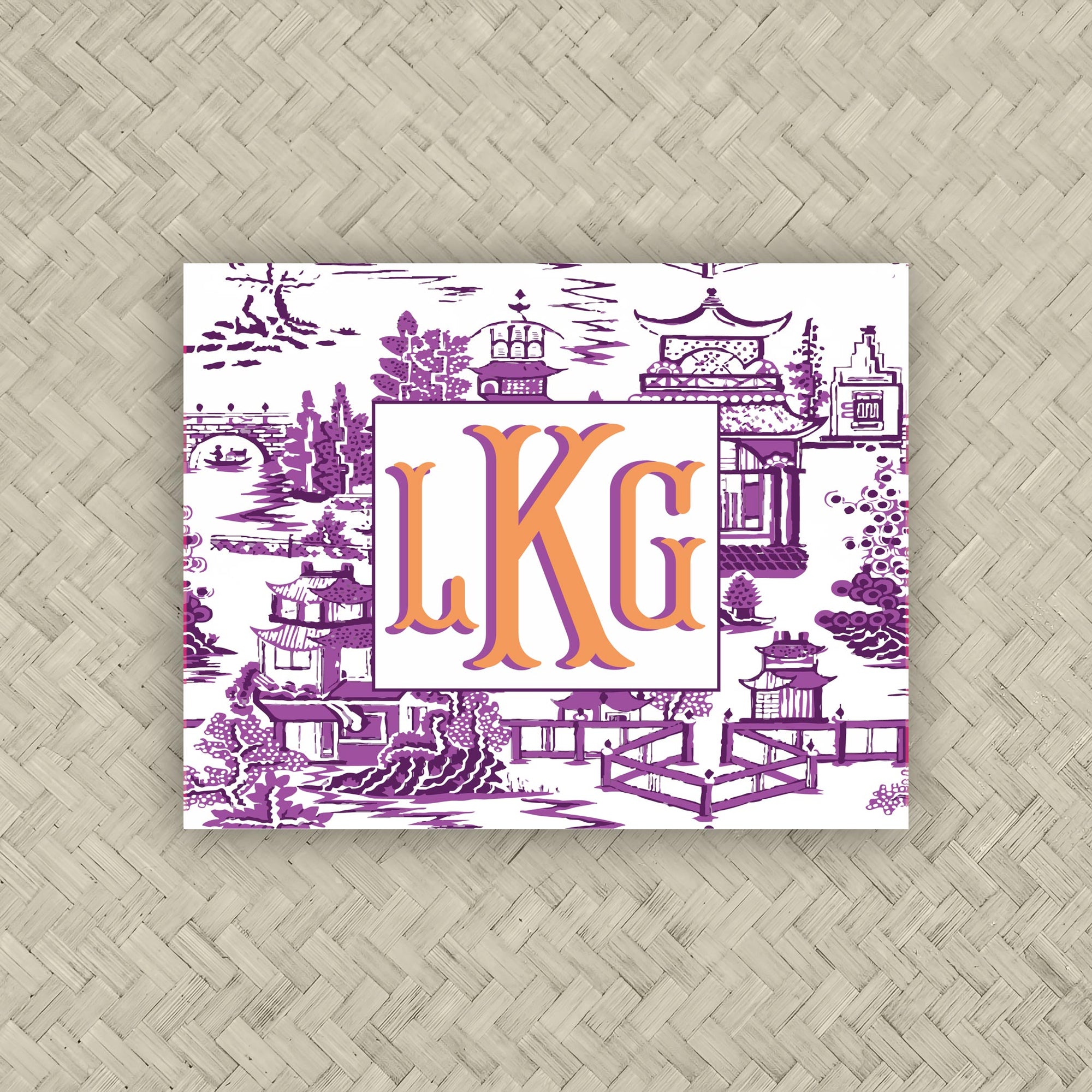 The Ming Purple &amp; Orange Monogram Mahjong Card Sticker