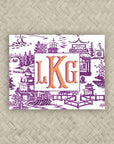 The Ming Purple & Orange Monogram Mahjong Card Sticker