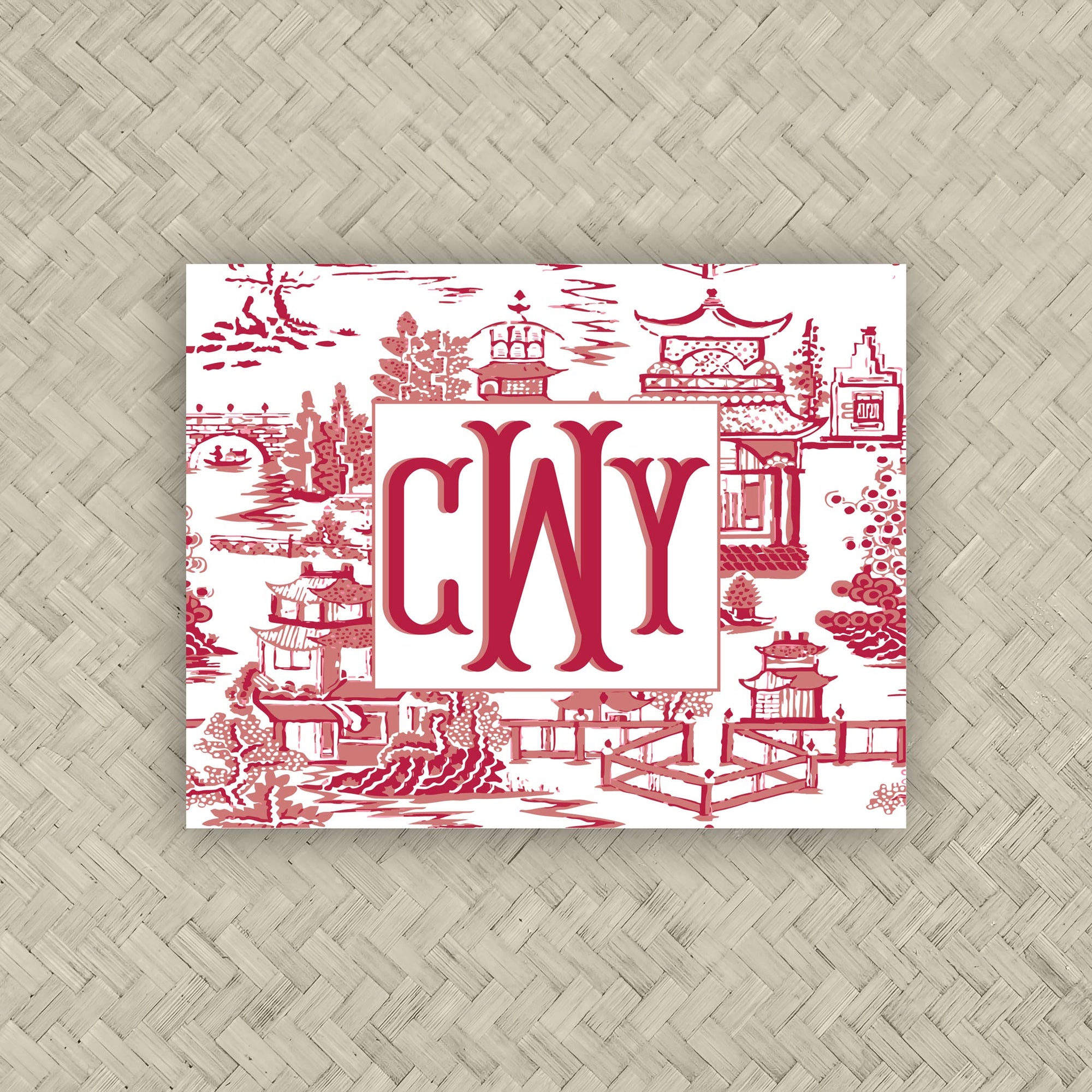 The Ming Crimson &amp; Red Monogram Mahjong Card Sticker