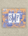 The Ming Orange & Blue Monogram Mahjong Card Sticker