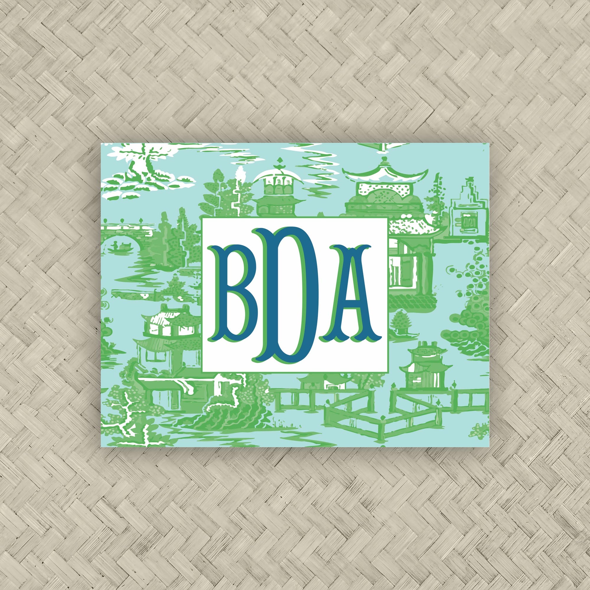 The Ming Turquoise &amp; Green Monogram Mahjong Card Sticker