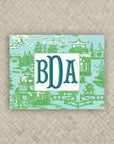 The Ming Turquoise & Green Monogram Mahjong Card Sticker