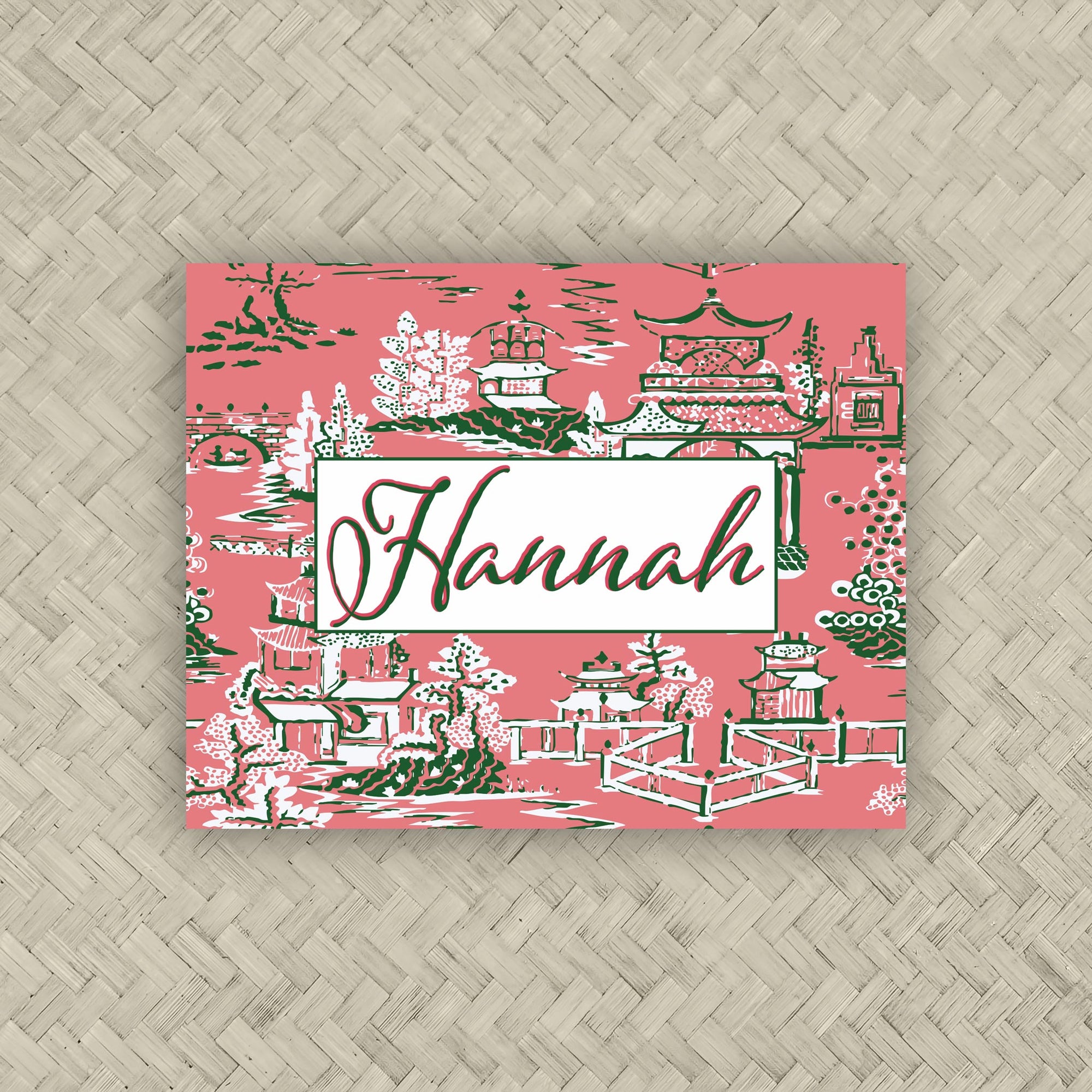 The Ming Coral &amp; Green Personalized Mahjong Card Sticker